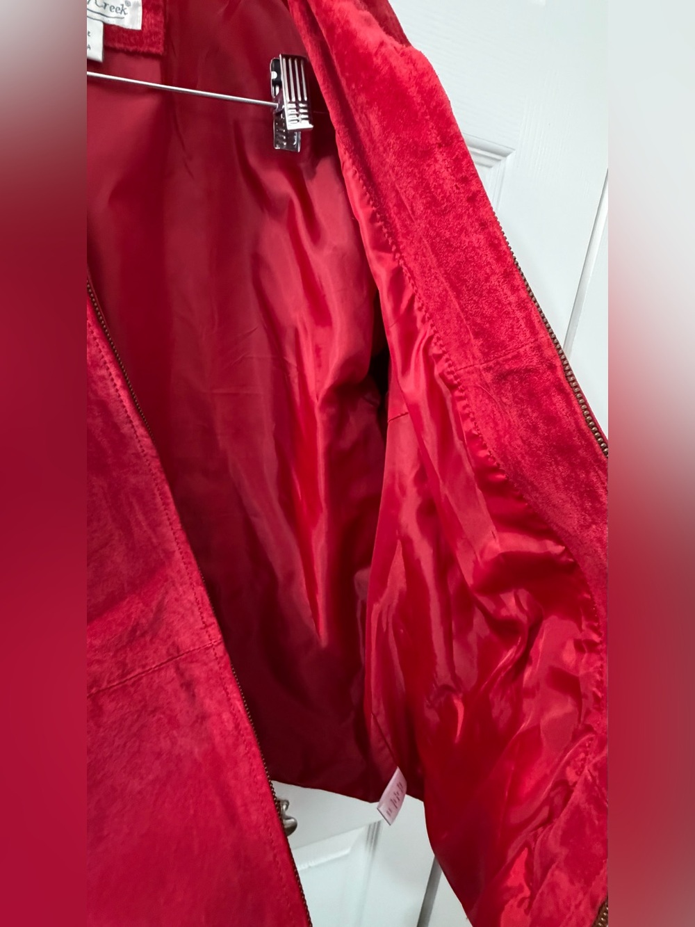 Coldwater Creek Deep Red Suede Leather Jacket Womens Large Zip Front Coat - Picture 5 of 8